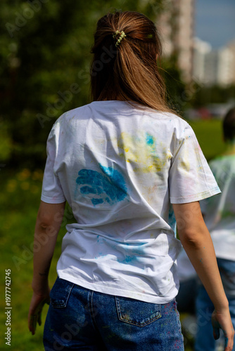 Hand prints on the T-shirt