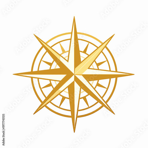 Intricate Gold Vegvisir Viking Compass Flat Vector Illustration, Mystical Norse Mythology Symbol for Protection and Guidance, Elegant Golden Line Art Isolated on White Background for Graphic Design