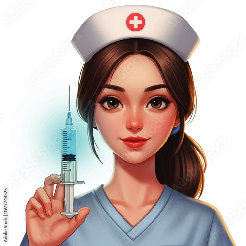 Compassionate nurse holding syringe ready for injection.