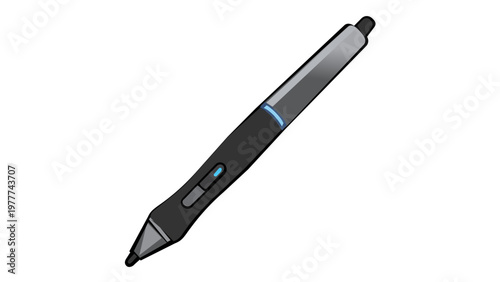 Digital stylus pen vector icon illustration for graphic design and digital art. Minimalist flat design of an electronic drawing tool for tablets and touchscreens. Scalable AI-generated graphic.