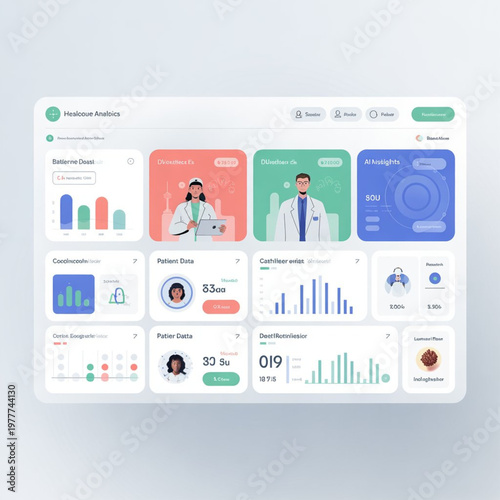 AI Healthcare Dashboard UI Interface Vector Set