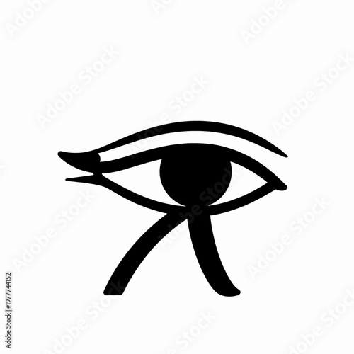Ancient Egyptian Eye of Horus Minimalist Black Vector Illustration, Mystical Eye of Ra Protection Symbol Graphic, Flat Icon Design for Spirituality and History Concept, Isolated on White.