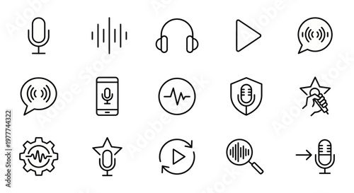 Maximum ultra-simplified AR shopping web icons in line art style. Symbols of virtual try-on technology, 3D product visualization, and interactive retail experiences. Clean black and white vector illus