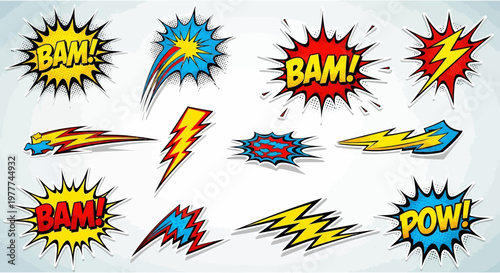 Retro Comic Book Style Sound Effects and Explosions Collection