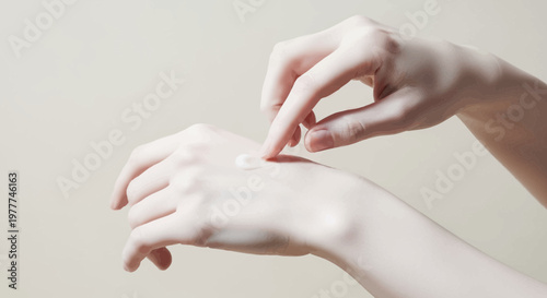 Gentle Hand Applying Moisturizer Cream for Skin Care and Hydration