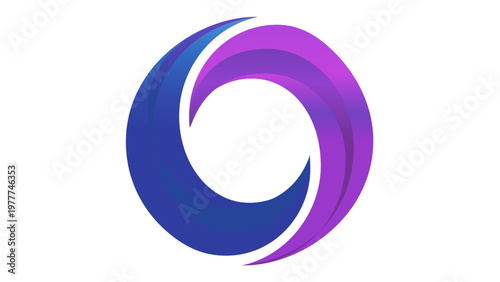 Vibrant blue and purple gradient circular swirl vector icon illustration, representing color theory, unity, and motion. Modern minimalist scalable graphic for logo design, branding, and creative