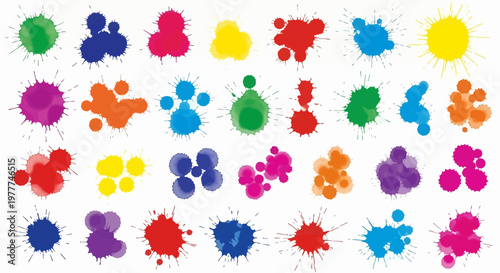 Colorful Paint Splatters Collection: Abstract Ink Blots and Drops
