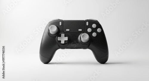 Modern Video Game Controller, Futuristic Gaming Input Device, Black and White
