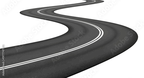 Winding Asphalt Road with White Lines - Journey and Travel Concept