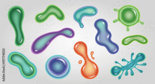 Colorful Microscopic Organisms, Bacteria, Viruses, Cells - Abstract Science Background