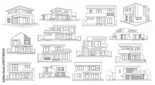 Modern House Designs Collection: Architectural Sketches of Contemporary Homes