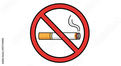 No smoking sign with red circle and cigarette illustration