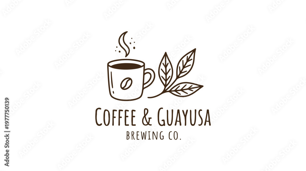 Fototapeta premium Minimalist Coffee and Guayusa Brewing Co. Logo