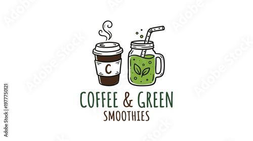 Coffee and Green Smoothies Logo Design