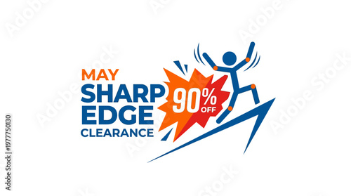 May Sharp Edge Clearance Sale Graphic with Energetic Figure