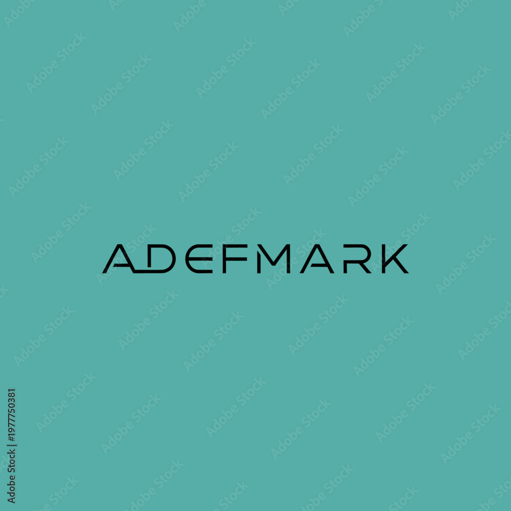 Fototapeta premium Minimalist ADEFM ARK logo design on teal background.