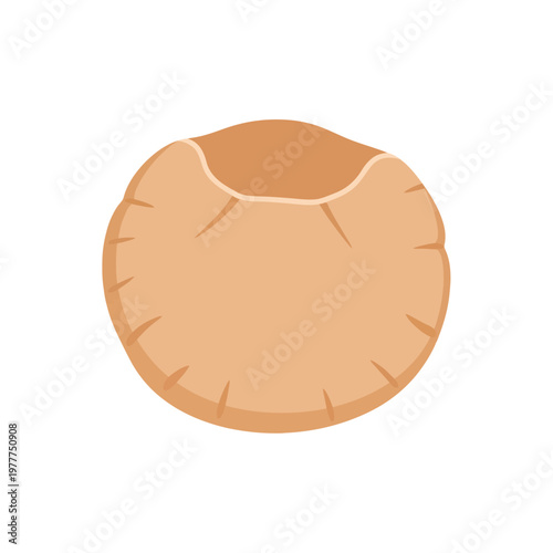 Clean graphic illustration of a freshly baked pita bread icon, a wholesome and delicious pocket flatbread, perfect for healthy wraps, dips, and culinary concepts