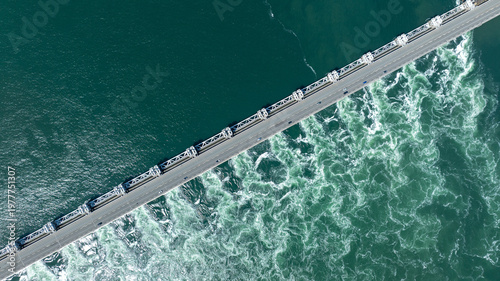 фотографія Aerial View of Oosterscheldekering Storm Surge Barrier, Netherlands