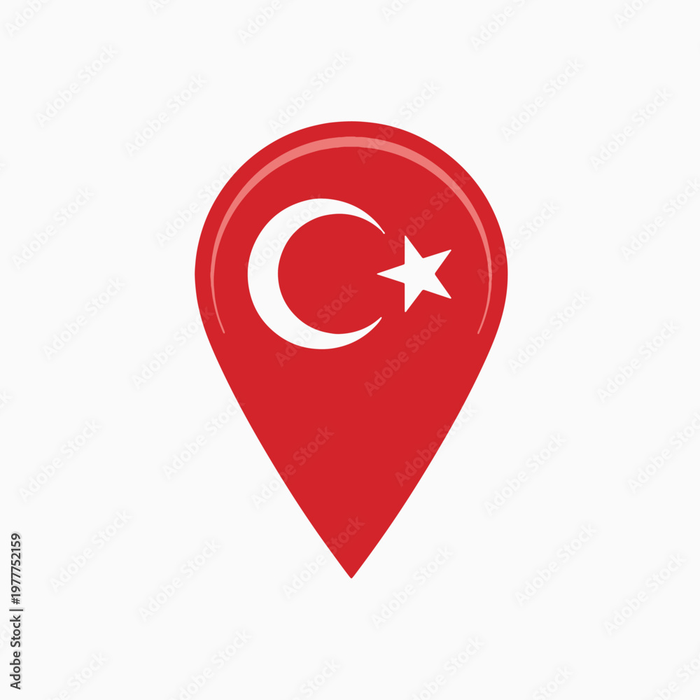 Obraz premium Turkish Flag Location Pin