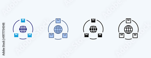 Shipping Route Multiple Icon Illustration Vector