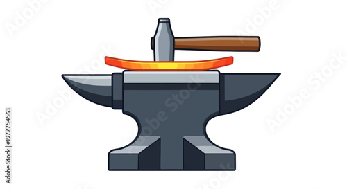 Blacksmith Hammering Glowing Metal on Anvil, Traditional Craftsmanship