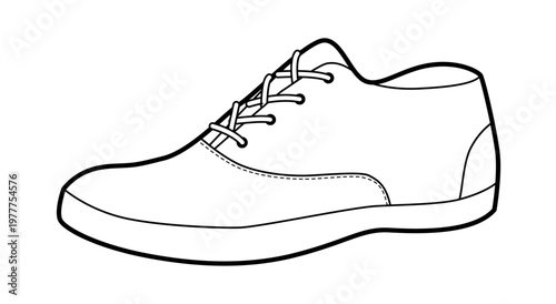 Plimsoll sneaker shoe single sketch. Simple canvas footwear for everyday outfit, park stroll, youth look for man woman unisex. Technical fashion illustration, CAD mockup, vector isolated casual style.
