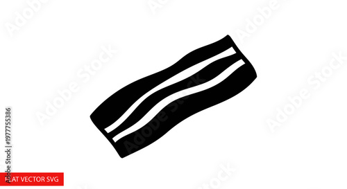 Simple Black and White Icon of a Bacon Strip