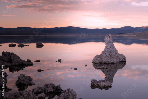 Sunset Reflection on Tufa Towers at Mono Lake California Desert