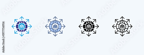 Market Expansion Multiple Icon Illustration Vector