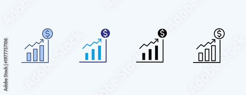 Profit Growth Multiple Icon Illustration Vector