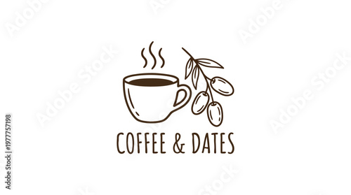 Coffee and Dates Logo Brewed Beverage with Fruit Branch