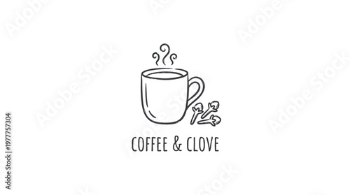 Coffee and Clove Beverage Icon on White Background