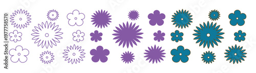 Set of 34 Abstract Floral Icons Vector