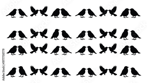 Black Bird Silhouettes Pattern Vector Graphic