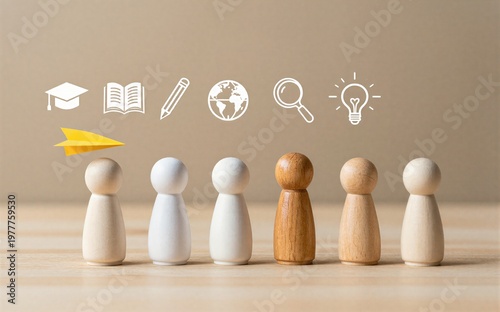 Wooden figures represent diverse paths to growth learning and global