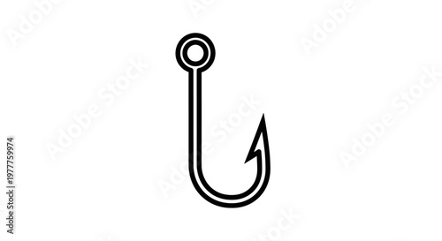 a simple black fishing hook icon.