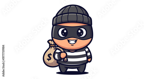 A cartoon thief with a sack of money.
