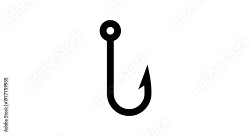 A simple black fishing hook icon.