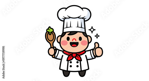 A cartoon chef giving a thumbs up.