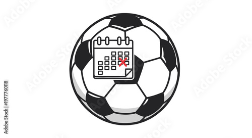 Soccer Schedule Icon: Upcoming Football Match, Tournament, Game Calendar - Sport Event Reminder, Vector Illustration, Isolated on transparent background.