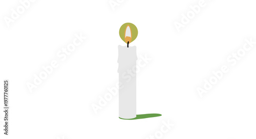 Burning Candle Flame Vector Illustration, Simple Elegance & Celebration, Isolated on transparent background. Religious Symbol, Faith, Light in Darkness concept.