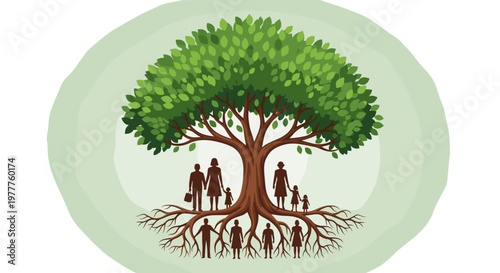 Family Tree Vector Illustration: Generational Roots, Lineage, and Ancestry, Symbolizing Growth and Connection, isolated on transparent background for genealogy projects.