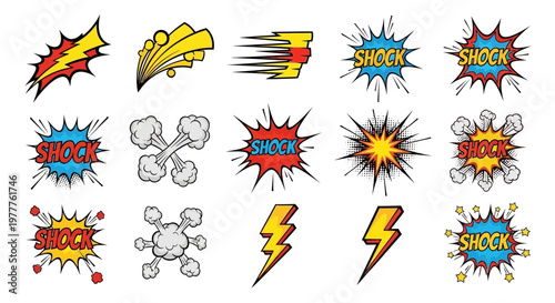 Comic Book Sound Effects and Explosions Collection: Shock, Bang, Pow, Boom, Zap