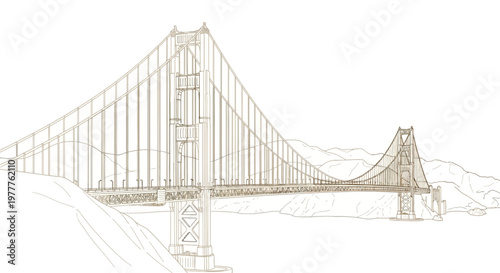Golden Gate Bridge Sketch - Iconic San Francisco Landmark Outline