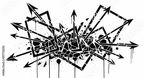 Explosive Arrow Burst Graffiti Art with Splatter Effect