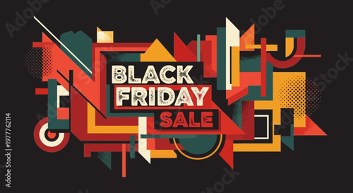 Abstract Black Friday Sale Geometric Design with Retro Colors