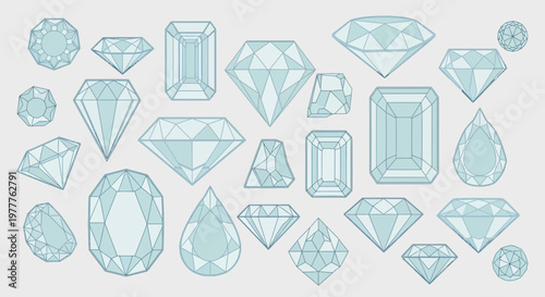 Assortment of Diamond Cuts and Gemstones, Jewelry Design Elements
