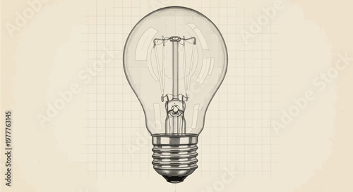 Classic Incandescent Light Bulb Sketch - Symbol of Ideas and Innovation