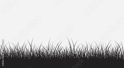 Black silhouette of lush green grass against a clean white background, nature element