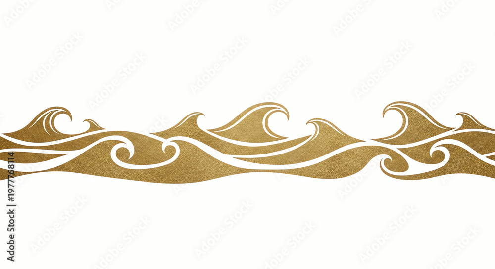 Fototapeta premium Golden Wave Border - Abstract Decorative Element